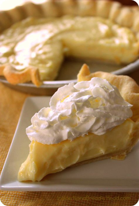 Lemon Sour Cream Pie - Inside NanaBread's Head Meringue, Sour Cream Lemon Pie Recipe, Sour Cream Pie, Lemon Sour Cream Pie, Lemon Pie Recipe, Slice Of Pie, Cream Pie Recipes, Lemon Meringue Pie, Perfect Pies