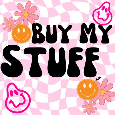 Online Shopping Profile Picture, Buy My Stuff Picture, For Sale Sign Design Aesthetic, Background For Selling Clothes, Buy My Stuff Sign For Facebook, Closet Cleanout Picture, Closet Clean Out Graphic, House Clean Out Sale Sign, Closet Clean Out Picture For Facebook