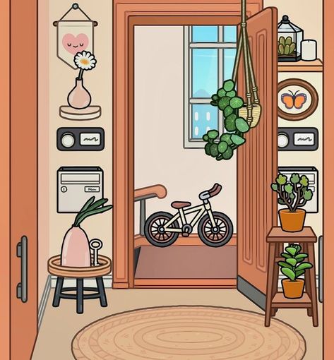 Cozy Toca Boca House, Toca Boca Car Idea, Toca Boca Beak Street Building Ideas, Toca Boca Porch Ideas, Beak Street Building Toca Boca, Toca Life World Room Ideas, Toca Life World House, Toca Life World Ideas, Cute Dorm Ideas