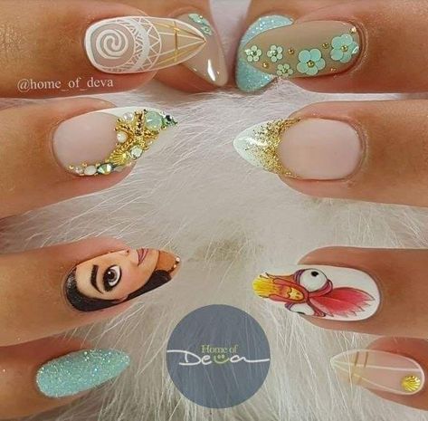 Nail Art Cartoon, Disney Nail Art, Nails Disney, Disney Inspired Nails, Disney Acrylic Nails, Cartoon Nails, Disney Nail, Kutek Disney, Nail Art Disney