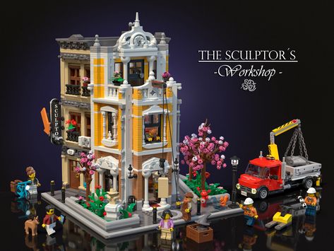 The Sculptor´  s Workshop from BrickLink Big Lego Sets, Lego Design Ideas, Easy Lego Creations, Big Lego, Modular Display, Lego Modular, Lego Room, Lego Architecture, Lego Models