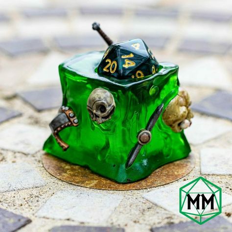 D&d Decorations, Cool Dnd Dice, Dice Jail, Dnd Room, Green Dice, Dnd Diy, Zoroark Pokemon, Gelatinous Cube, Dice Holder