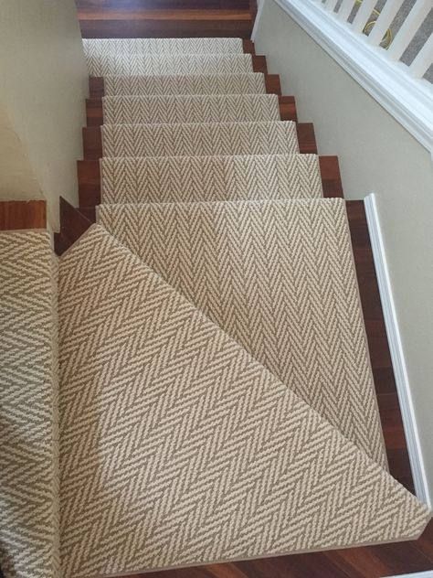 Herringbone carpet Only Natural by Anderson Tuftex installed on steps with pie shaped curved steps. Installed by Koebers Interiors Tuftex Carpet Stairs, Anderson Tuftex Only Natural, Anderson Tuftex Carpet Stairs, Carpet Runner On Curved Stairs, Stair Runner On Curved Stairs, Anderson Tuftex Stair Runner, Runner On Curved Stairs, Anderson Tuftex Carpet, Modern Carpet Stairs