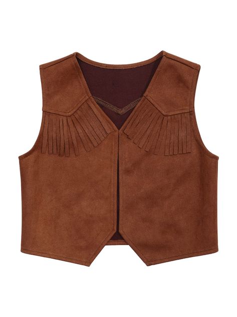 PRICES MAY VARY. Made of high quality suede fabric with soft touching, odor free and skin-friendly to wear Size Table means age ranges for boys, but they are for general guidance only. Hand wash cold Solid color vest features with open front and no lined, pointed hem, and adorns with fringe at chest Matches with pants of the same color as the vest and solid color shirt, and a cowboy hat is perfect Suitable for Halloween party, role play, stage performance themed party, masquerade, cosplay, etc. Cowgirls Halloween, Cowgirl Costume Halloween, Cowgirl Dress Up, Waistcoat Top, Cowboy Vest, Cowgirl Halloween, Tassel Jacket, Cowboy Costume, Paisley Fashion