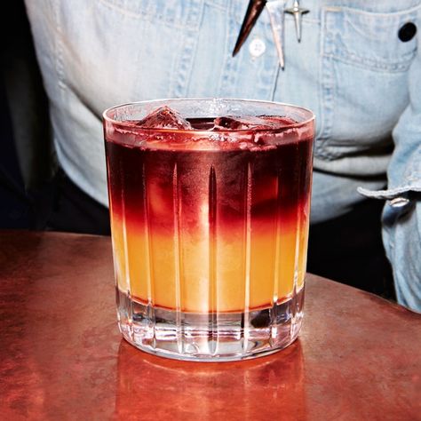 The New York Sour Recipe | Bon Appétit Whiskey Cocktail Recipes, New York Sour, Cocktail Recipes Whiskey, Whisky Cocktail, Reception Cocktail, Whisky Cocktails, Frozen Drink, Sour Foods, Whiskey Cocktail