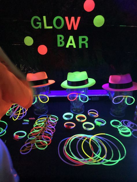 Fun Party Accessories, Things You Need For A Neon Party, Glow Bar Party, Glow In The Dark Graduation Party Ideas, Edm Birthday Party Ideas, Glow Party Sweet 16, Glow In The Dark Accessories, Glow Bar Party Ideas, Glow In The Dark Face Paint