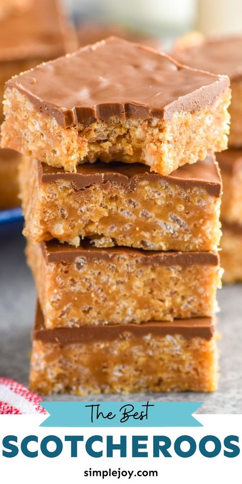 Sees Butterscotch Squares Recipe, Scotch A Roos Bars, Butterscotch Chocolate Chip Bars, Scotcharoos Recipe Healthy, Peanut Butter Butterscotch Bars, Scotaroos Recipe, Scotcharoos Chex Recipe, Butterscotch Morsels Recipes, Sheet Pan Scotcharoos