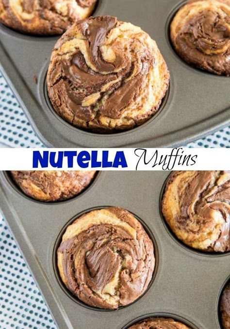 Nutella Muffins - Soft and tender homemade muffins with a delicious swirl of Nutella. Soft Muffin Recipes, Unique Muffin Recipes, Muffin Nutella, Recipes Nutella, Muffins Homemade, Nutella Muffin, Nutella Muffins, Muffins Breakfast, Muffins Recipes