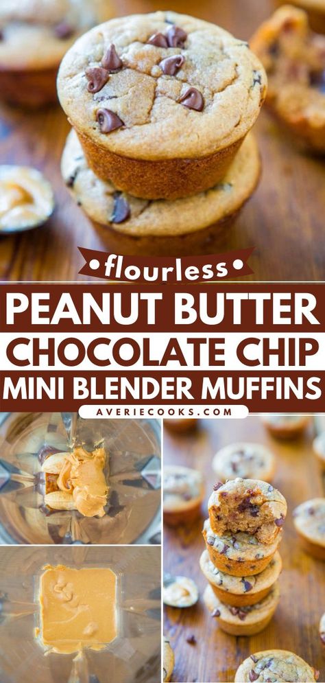 Flourless Peanut Butter Chocolate Chip Mini Blender Muffins, back to school recipes, breakfast muffins Flourless Chocolate Chip Muffins, Flourless Double Chocolate Peanut Butter Muffins, Flourless Blender Muffins, Flourless Peanut Butter Banana Muffins, Flourless Peanut Butter Muffins, Gluten Free Peanut Butter Muffins, Easy Blender Muffins, Pb Fit Muffins, Easy Healthy Chocolate Chip Muffins