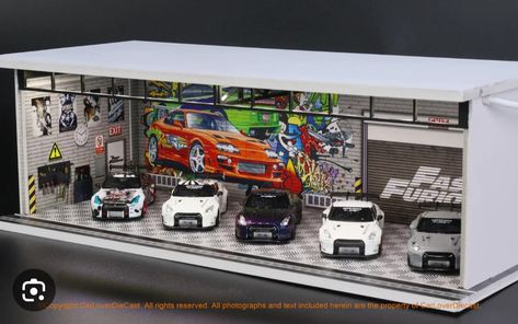 Hot Wheels Diorama Garage, Hot Wheels Garage Diy, Diaroma Ideas, Mini Garage, 3d Printer Art, Garage Diorama, Model Cars Building, Car Display, Hot Wheels Garage