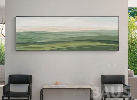 Abstract Sage Green Wall Art Mountains Art Minimalist Wall Art Large Long Wall Art Landscape Wall Art Acrylic Large Wall Art Home Decor - Etsy Large Landscape Wall Art, Long Landscape Paintings Horizontal, Long Paintings Horizontal, Long Canvas Art, Sage Green Landscape, Long Horizontal Painting, Stairs Painting, Long Horizontal Wall Art, Art Above Sofa