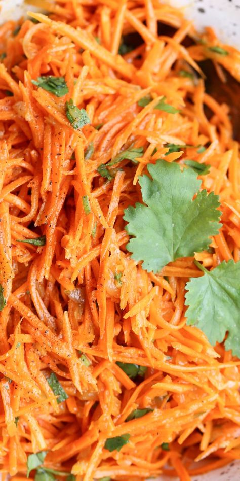 Korean Carrot Salad, Korean Carrot, Carrot Salad Recipes, Julienned Carrots, Carrot Salad, Entree Recipes, Fresh Cilantro, Sandwich Recipes, Chili Pepper