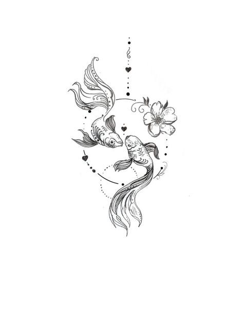 Pin by Frida Marie on Tetoválásminták | Pisces tattoo designs, Cute tattoos, Pisces tattoos Koi Fish Tattoo Side Hip, Tattoo Designs Pisces, Tattoos Pisces, Tattoo Designs Cute, Tattoo Pisces, Tattoos Simplistic, Pisces Tattoo Designs, Backpiece Tattoo, Pisces Tattoo