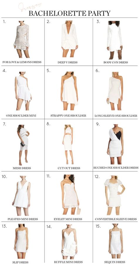 white bachelorette party outfit dress ideas options for brides cute white lace short bridal dresses Bride Effect Outfit, Bridal After Party Outfit Casual, Bridal Fitting Outfit, White Dress Winter Outfit Party, Bachelorette Party Dress For Bride White, Bride Leaving Outfit, Bridal Outfits For Bachelorette, White Dress Bridal Party, Bachelorette Plane Outfit