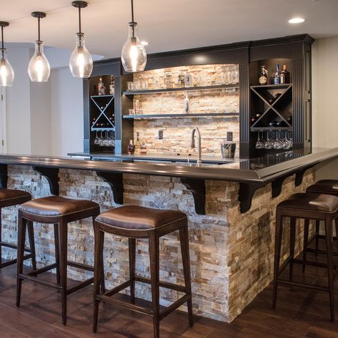 Finished Basement Bars, Kaufmann House, Rustic Basement Bar, Basement Bar Plans, Basement Bar Design, Dream Basement, Rustic Basement, Home Bar Rooms, Basement Living