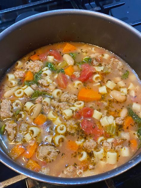 White Bean and Sausage - Easy DIY Recipes White Bean And Italian Sausage Soup, Bean Soup With Sausage Recipes, Sausage Bean Spinach Soup, White Bean And Pasta Soup, Italian Sausage Bean Soup, Keilbasa Recipes Soup White Beans, Italian Sausage And Beans, White Bean Soup With Sausage, Ditalini Soup Recipes