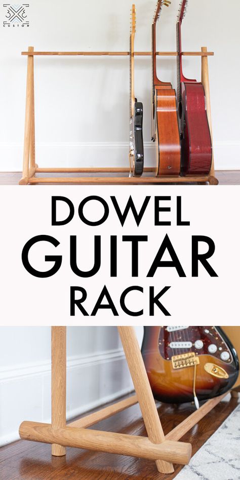 Guitar Rack Diy, Guitar Room Ideas, Guitar Hooks, Guitar Amp Stand, Diy Guitar Stand, Woodworking Projects Bed, Guitar Hook, Amp Stand, Guitar Storage