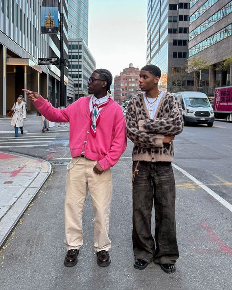 some cardigan looks from this week 🍁🍂 Vintage Drip Outfits Men, Men Outfits With Cardigans, Men’s Museum Outfits, 2000s Black Men Fashion, Casual Fits For Guys, Cardigan Fits Men, Pinstripe Button Up Shirt Outfit, Men’s Vintage Style, Cardigan Outfit Streetwear