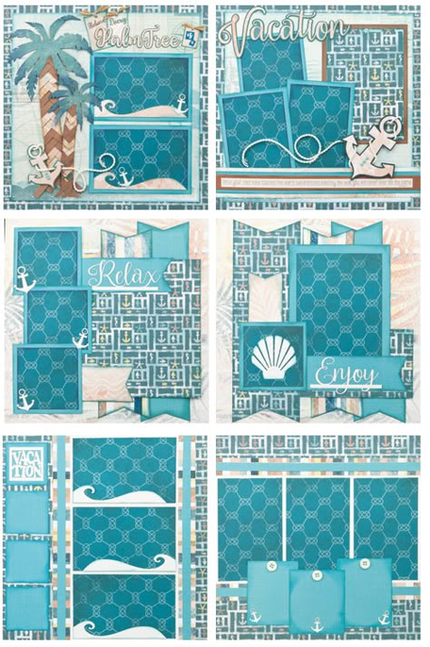 Lake Vacation Scrapbook Ideas, Cruise Scrapbook Page Ideas, Cruise Ship Scrapbook Layouts, Beach Scrapbook Pages Picture Layouts, Whale Scrapbook Layouts, Family Vacation Scrapbook Layouts, 1 Page Scrapbook Layout, Scrapbook Vacation Layouts, 2 Page Beach Scrapbook Layouts