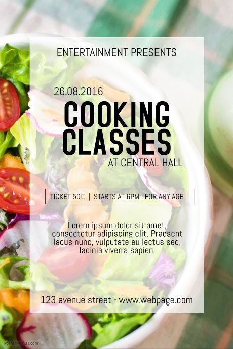 cooking class classes course event poster flyer template | PosterMyWall Cooking Classes Design, Cooking Icon, Cooking For A Group, Cooking Quotes, Cooking Advice, Cooked Breakfast, Cooking For One, Cooking For Two, Cooking Class