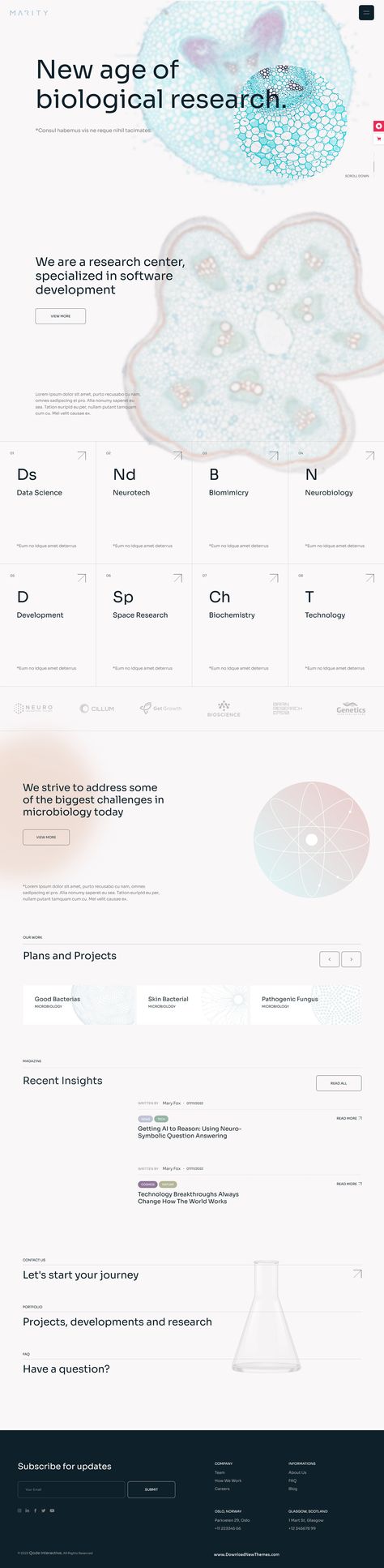 Laboratory and Science Research WP Theme Scientific Website Design, Science Website Design, One Pager Design, Science Websites, Science Web, Consulting Website, Web Design Examples, Science Research, Wix Templates