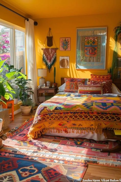 Jungalow Bedroom Bohemian, Colourful Bedroom Inspirations, Cozy Colorful Bedroom, Bright Boho Bedroom, Colorful Bohemian Bedroom Decor, Colorful Bohemian Bedroom, Cozy Eclectic Bedroom, Maximalism Room, Mens Bedroom Ideas Colourful Boho Bedroom, Cozy Colorful Bedroom, Bright Boho Bedroom, Colorful Bohemian Bedroom Decor, Colorful Bohemian Bedroom, Jungalow Bedroom, Cozy Eclectic Bedroom, Bedroom Decor Colorful, Boho Maximalism