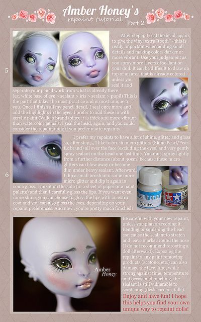 Repaint tutorial Part 2 | Flickr - Photo Sharing! Barbie Makeover, Bjd Face, Doll Repaint Tutorial, Doll Customizing, Art Doll Tutorial, Doll Making Tutorials, Dolls Art, Custom Monster High Dolls, Monster High Custom