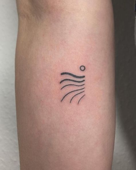 Curious Tattoo, Wave Tattoo Simple, Victor Tattoo, Norwegian Tattoo, Water Tattoos, Small Nature Tattoo, Lines Tattoo, Tattoo Thoughts, Wave Tattoo