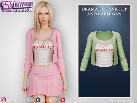 The Sims Resource - Y2K - Dramatic tank top and cardigan Sims Bottoms, Sims 4 Cc Y2k, Clothing Sims 4 Cc, Tank Top And Cardigan, Sims 4 Female Clothes, Sims 4 Female Cc, Sims Custom Content, Sims 4 Cc Makeup, Sims 4 Teen