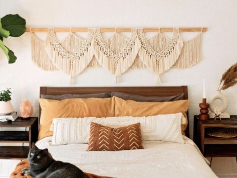 Removable Headboard, Headboard Headboard, Headboard Fabric, Rattan Bedroom, Boho Headboard, Macrame Headboard, Dorm Wall Decor, Wall Hanging Shelves, Twin Headboard