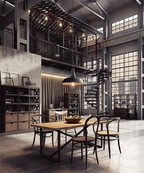 Today we're showing you 3 breathtaking industrial lofts like you have never seen before. The three lofts are the perfect example to any loft. Mood Photos, Ny Loft, Industrial Loft Design, Loft Designs, Industrial Home Design, Dark Decor, Interior Design Per La Casa, Vintage Industrial Design, Industrial Style Decor