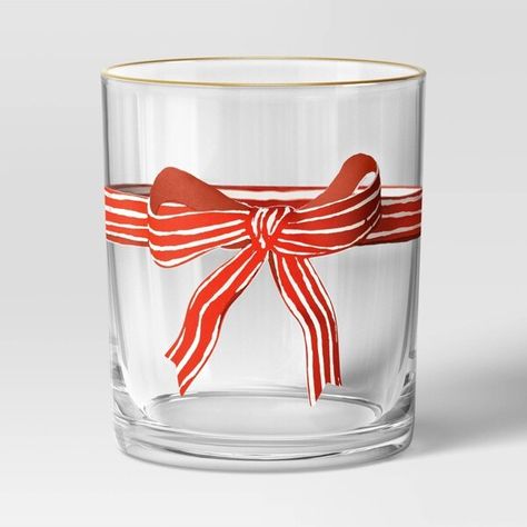 13.8 fl oz Bow Glass Tumbler - Threshold™ Year Aesthetic, Clear Tumbler, Target Decor, Bow Graphic, Look More Attractive, Painted Glassware, Clear Tumblers, Christmas Glasses, Melamine Dinner Plates