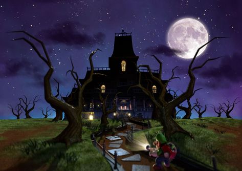 Luigi's Mansion Dark Moon... Luigis Mansion Birthday Party, King Boo Mario, Luigi's Haunted Mansion, Ghostbusters Game, Luigi's Mansion Dark Moon, Luigis Mansion, Luigi Mansion, Mansion Party, Mansion Wallpaper