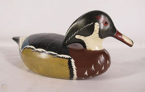 $12 2018 Vintage 1970's Wildfowler Wood Duck Drake Decoy Babylon NY Brand Signed P.B. yqz | #1953102311 Decoy Carving, Canadian Goose, Wood Duck, Bird Carving, Duck Decoys, Wood Carver, Wood Ducks, Mallard Duck, American Folk Art