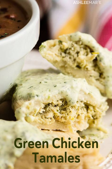 This tomatillo sauce is easy to make and tastes amazing. The tartness of the tomatillo chicken filling is perfect for chicken tamales. #chickentamales #christmasdinner #tamalerecipe #mexican #tomatillosauce Green Chicken Tamales, Green Tamales, Chicken Tamales Recipe, Homemade Tamales Recipe, Salmon Sauce, Tomatillo Chicken, Masa Recipes, How To Make Tamales, Tamales Recipe