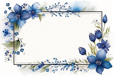 Photo blue watercolor flowers frame back... | Premium Photo #Freepik #photo #floral-border #floral-frame #floral-circle #flower-border Flowers Frame Background, Blue Flower Frame, Blue Border Design, Blue Flower Border, Blue Floral Border, Blue Watercolor Flowers, Flora Frame, School Scrapbook Layouts, Flower Frame Png