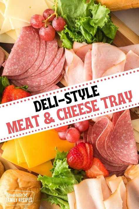 This Deli-Style Meat & Cheese Tray makes a great appetizer or an easy way for guests to make their own sandwiches. Perfect for parties, potlucks, BBQs, or family gatherings. They are so easy to make up. You can whip up a meat and cheese tray faster than you can make most appetizers. Deli Meat Platter, Meat Cheese Tray, Meat Cheese Platters, Deli Platters, Deli Tray, Meat And Cheese Tray, Appetizer Buffet, Grilled Carrots, Party Snacks Easy