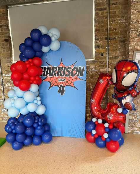 When you need to create a Spider-Man themed birthday party, combine our spiderweb backdrop with your balloons for a stunning birthday party. Easy and stunning party decorations every time Amazing set up by @balloonsbykirsty 😍#spidermanparty Spider Man Balloon Arch, Spider Man Backdrop Ideas, Spider Man Party Decor, Spider Man Birthday Decoration, Spiderman Balloon Garland, Spiderman 1st Birthday, Spider Man Themed Birthday Party, Spider Man Party Ideas, Spider Man Birthday Party Ideas