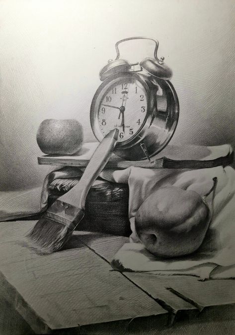 Still Life Pencil Shading Realistic, Still Nature Drawing, Still Life Self Portrait, Academic Still Life Drawing, Observational Drawing Reference, Graphite Still Life, Still Life Objects Drawing, Still Life Sketch Realistic, Still Life Drawing Pencil Objects