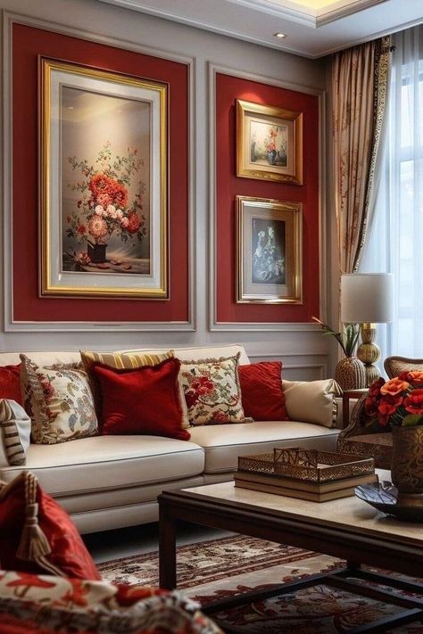 Red Living, Elegant Living Room Decor, Living Room Red, Living Room Decor Cozy, Home Design Living Room, Elegant Living Room, Living Room Decoration, Decor Home Living Room, Living Room Makeover