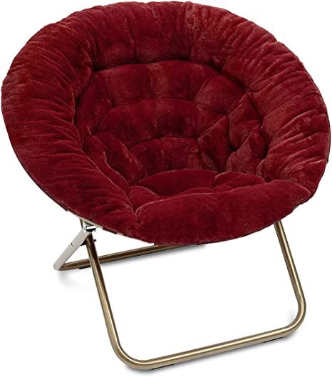 Amazon.com: Milliard Cozy Chair/Faux Fur Saucer Chair for Bedroom/X-Large (RED) : Home & Kitchen Saucer Chair, Chair For Bedroom, Moon Chair, Doing Homework, Tufted Arm Chair, Cozy Chair, New Tv, Large Chair, Papasan Chair