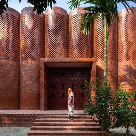 A series of cylindrical skylights and brick turrets feature in this Bangladesh mausoleum, which was designed by architecture studio Sthapotik to reference traditional Islamic buildings. Brick Decor, Mosque Architecture, Brick Architecture, Architecture Design Concept, Brick Facade, Brick Design, Brick Building, Traditional Architecture, Facade Architecture