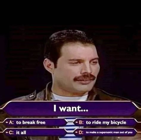 Queen Freddie Mercury funny meme Freddie Mercury Meme, Freddie Mercury Quotes, Funny Images With Quotes, Band Jokes, Ride Bicycle, Freddy Mercury, Queen Freddie Mercury, Queen Band, Band Memes