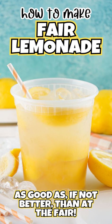 How to make lemonade like at the fair Fair Lemonade Recipe, Fair Lemonade, Fresh Lemonade Recipe, Best Punch Recipe, Homemade Strawberry Lemonade, Diy Lemonade, Frozen Drink Recipes, Fresh Squeezed Lemonade, How Much Sugar