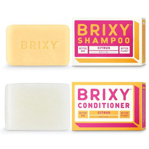 BRIXY Shampoo and Conditioner Bar Set for Balance & Hydration, Vegan & Plastic Free, All Hair Types, pH Balance & Safe for Color Treated Hair Grapefruit Oil, Conditioner Bar, Ph Balance, Palm Oil Free Products, Natural Scents, Gentle Cleanser, Color Treated Hair, Shampoo Bar, Treated Hair