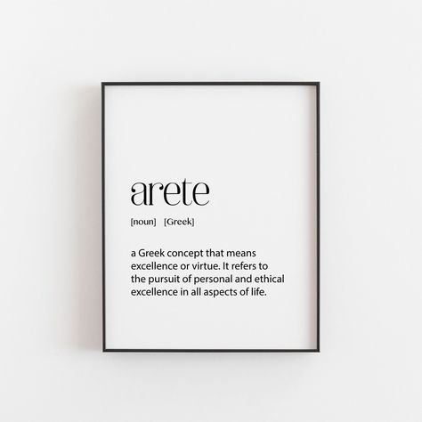 Greek Art, Arete Definition, Greek Poster, Greek Wall Art, Greek Themed Home, Greek Decor, Greece Home Decor, Greece, Greece Print, A2 Powerful Greek Words, Greek Words And Meanings, Greek Prints, Greece Home Decor, Greek Poster, Greek Wall Art, Greece Homes, Store Names Ideas, Greece Print