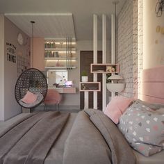 Cuarto soñado Pink Teen Girl Bedroom, Bedroom Decor For Teen Girls, Design Salon, Small Bedroom Decor, Girl Bedroom Decor, Stylish Bedroom, Small Room Bedroom, Cute Room Decor, Trendy Home