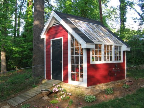 Ultra cute and very sunny! - plan 002D-4523 - houseplansandmore.com Shed Makeover, Backyard Storage Sheds, Greenhouse Shed, Backyard Storage, Storage Shed Plans, Backyard Greenhouse, Shed Plan, Greenhouse Plans, Backyard Sheds