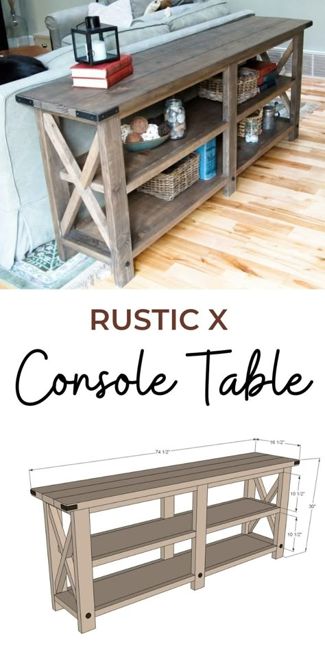 X Console Table, End Table Plans, Barn Door Console, Coin Café, Coffee Table Plans, Farmhouse Console Table, Rustic Console Tables, X Coffee Table, Tables Diy