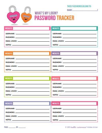 Free Printables Roundup #2 Printable Password Tracker, Password Organizer, Family Binder, Password Tracker, Password Keeper, Tracker Free, Home Binder, School Printables, Binder Organization